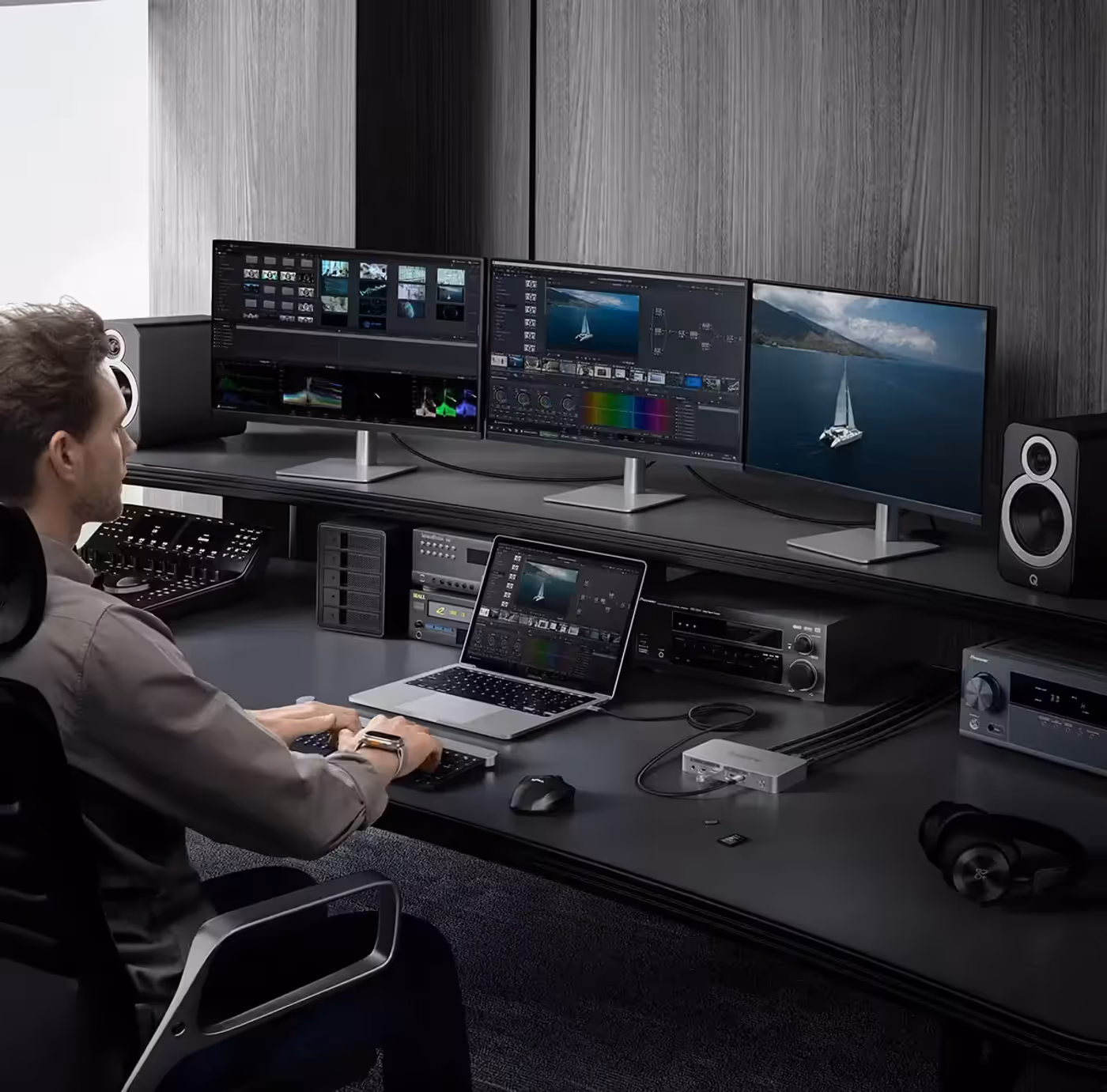 Multiple Thunderbolt docks and displays chained together