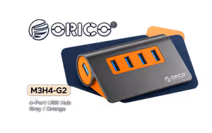 Orico 4 Port USB Hub Dark Gray Orange - Image 1