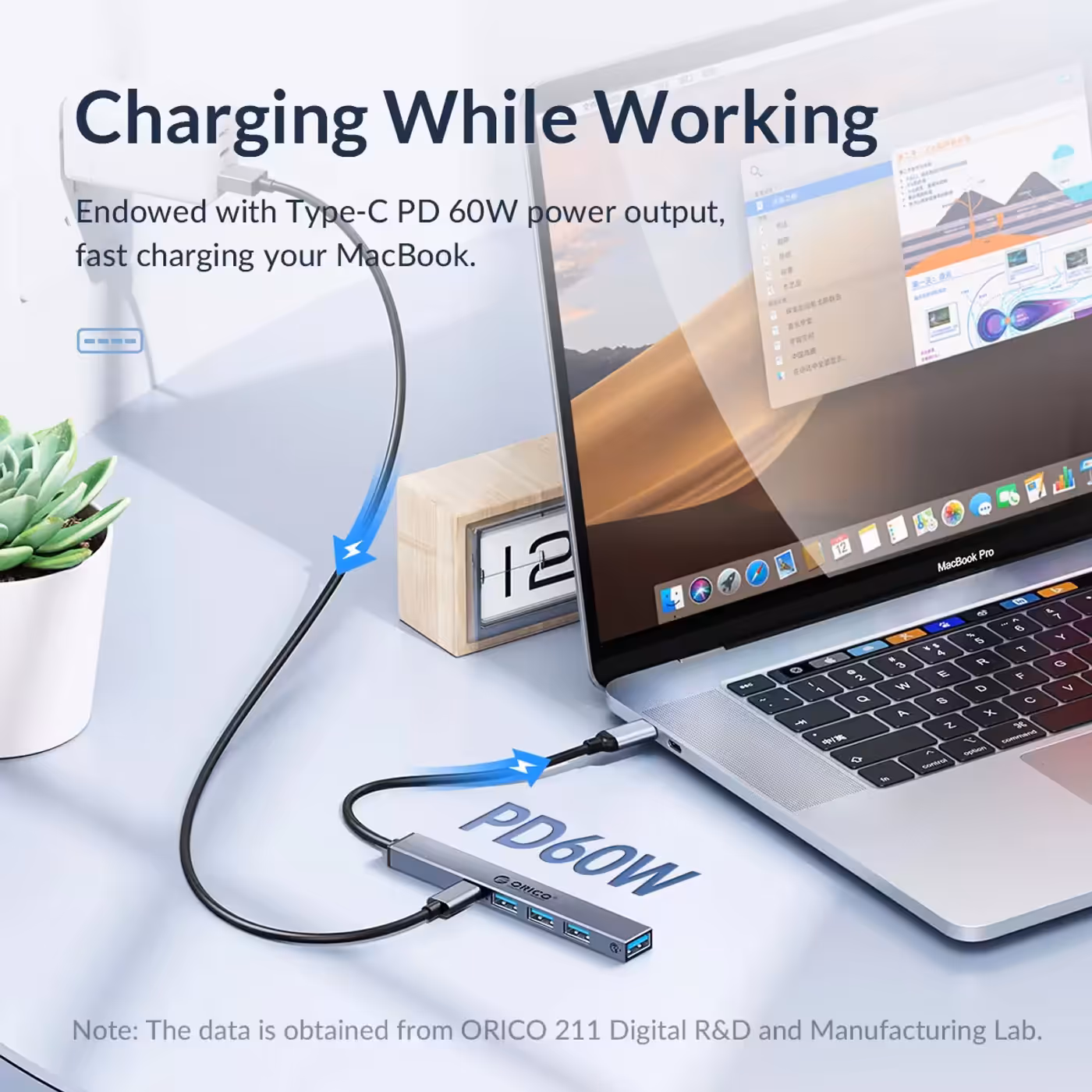 Side profile of the slim Orico 5-port USB-C hub