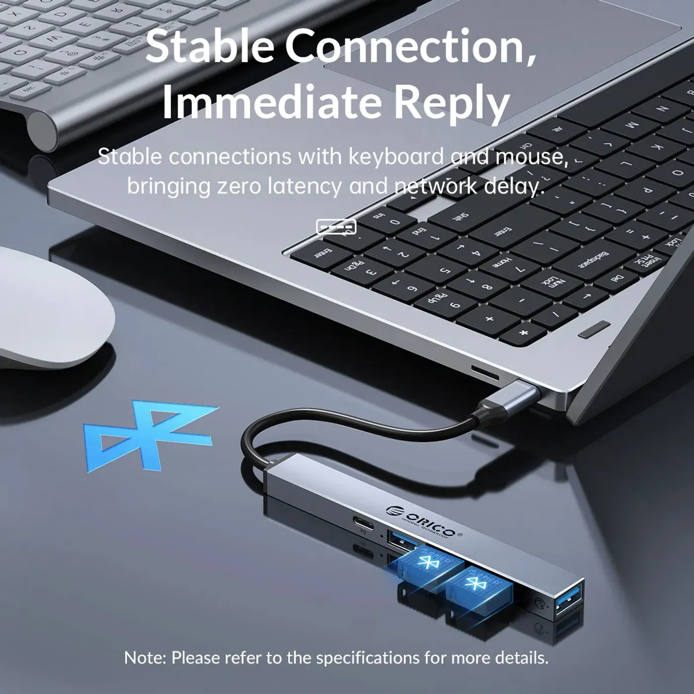 Front view of the compact Orico 5-port USB-C hub