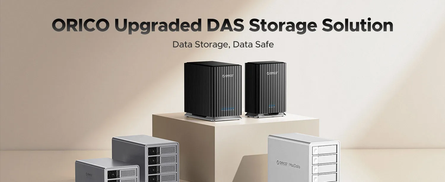 ORICO 9728C3 Dual-Big DAS in black, shown with the ORICO DAS range