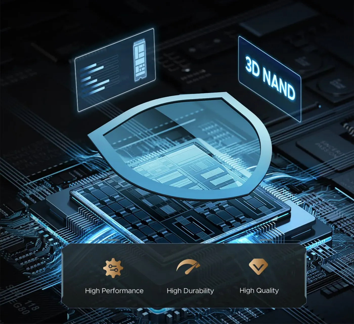 3D NAND flash architecture illustration for the ORICO e7400 NVMe SSD