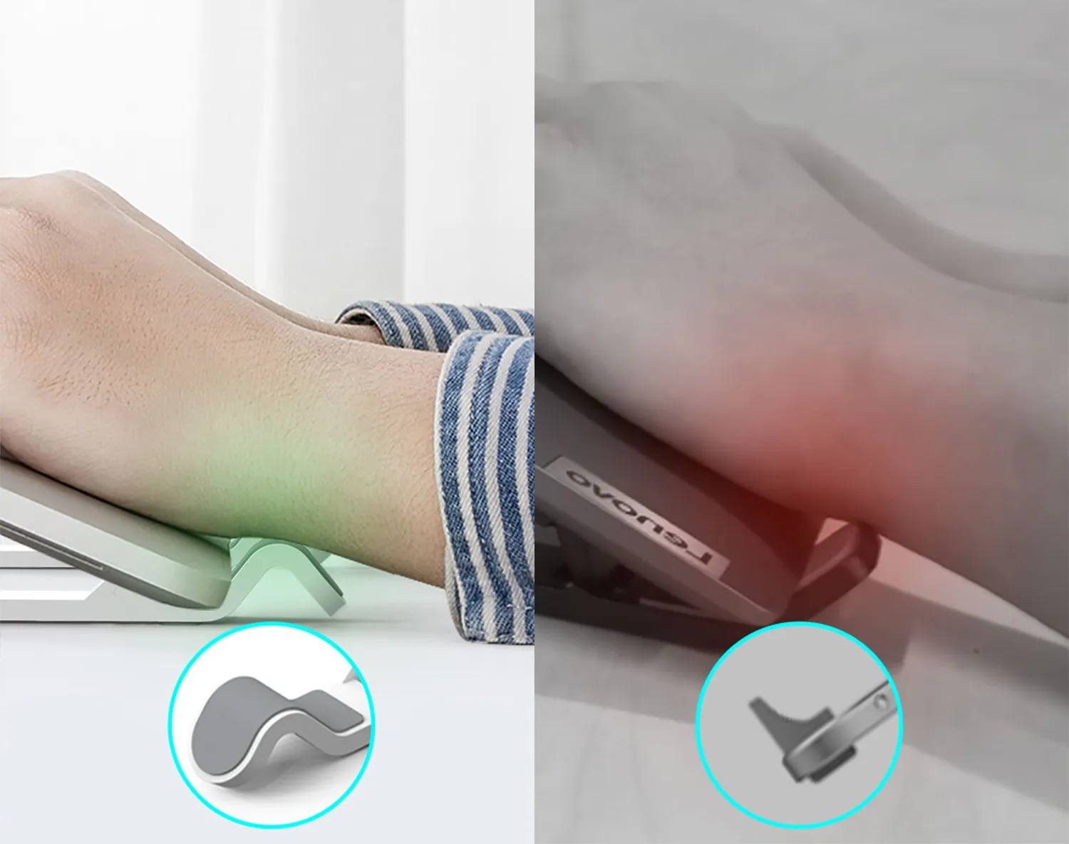 Silicone wrist rest on ORICO stand for added comfort