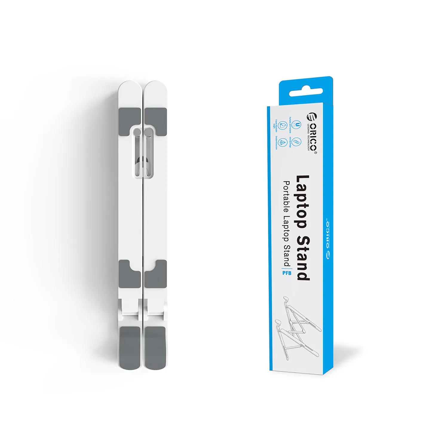 Packed ORICO laptop stand illustrating portability