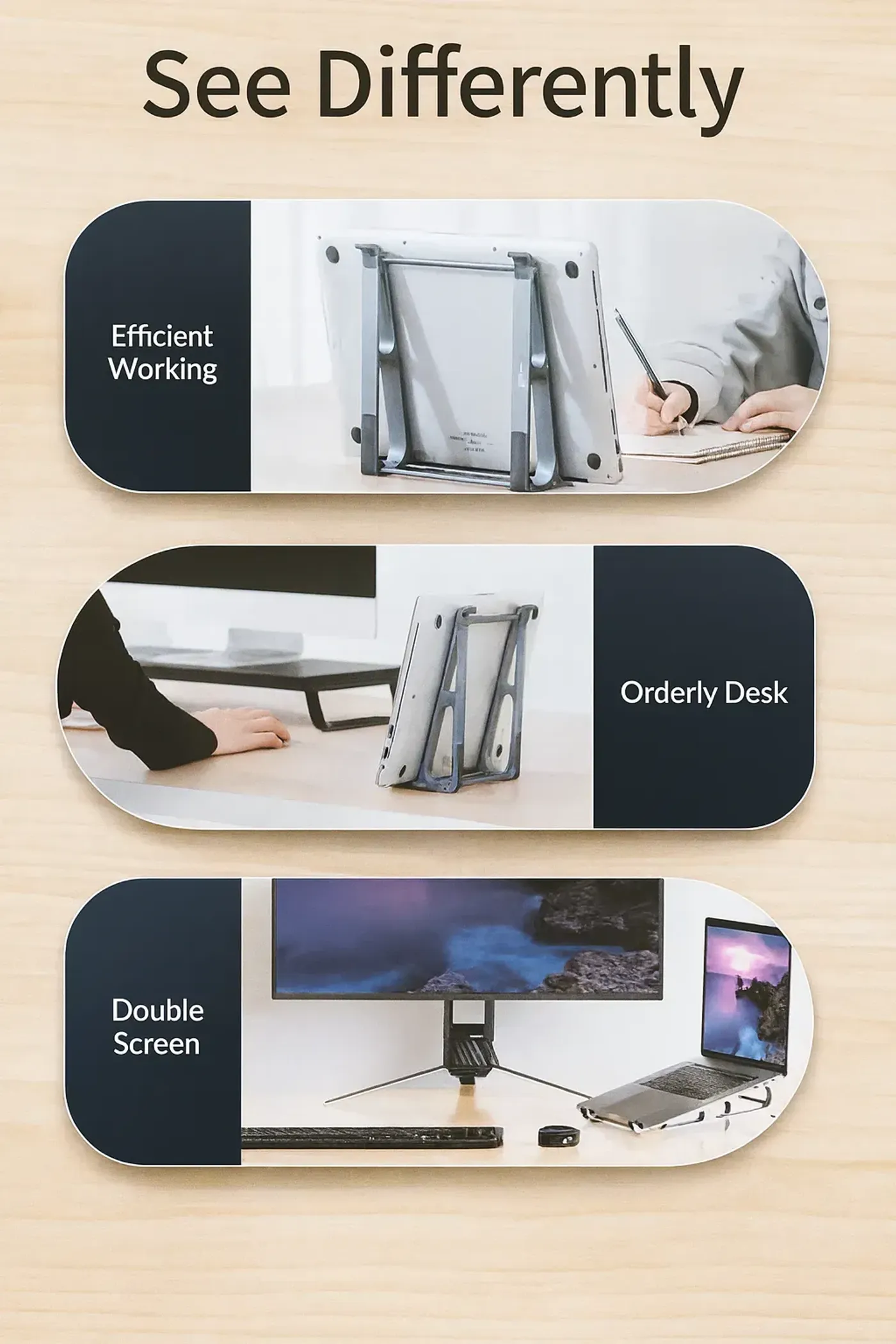 Front angle view of the Orico MA15 aluminium laptop stand