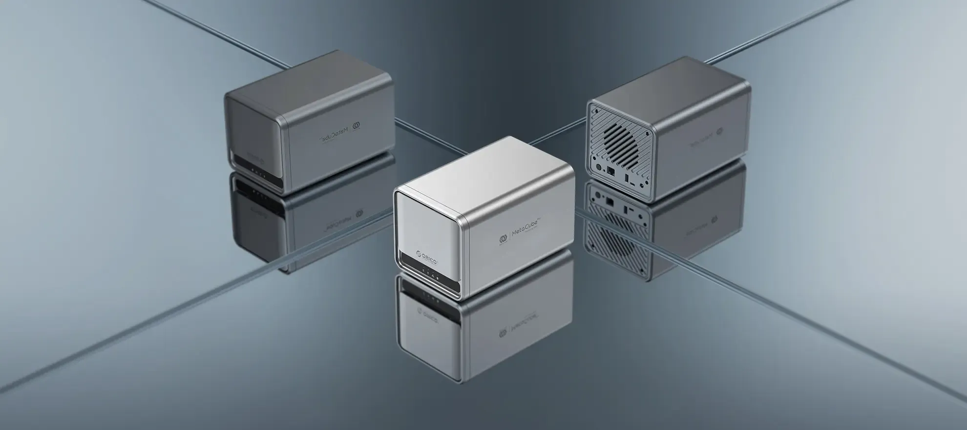Front view of Orico NAS MetaCube Pro private cloud storage system (desktop)