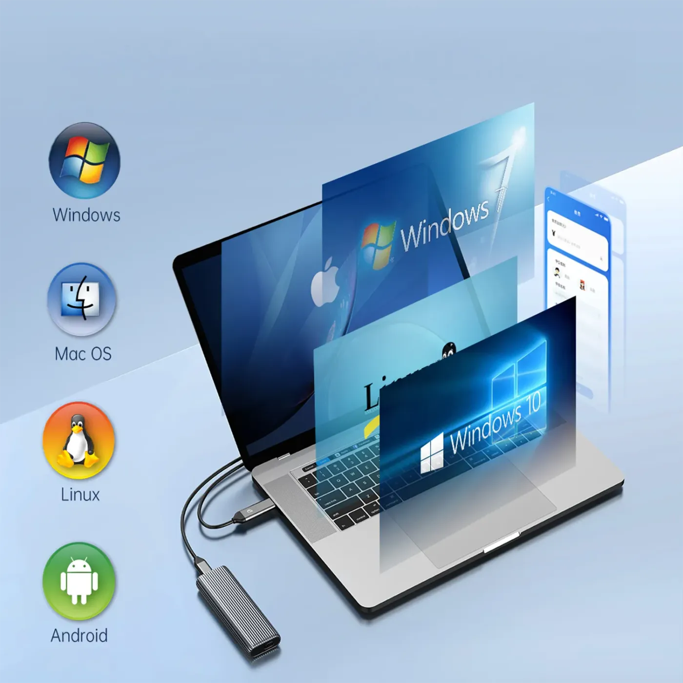 Tool-free drive installation in the ORICO NVMe enclosure