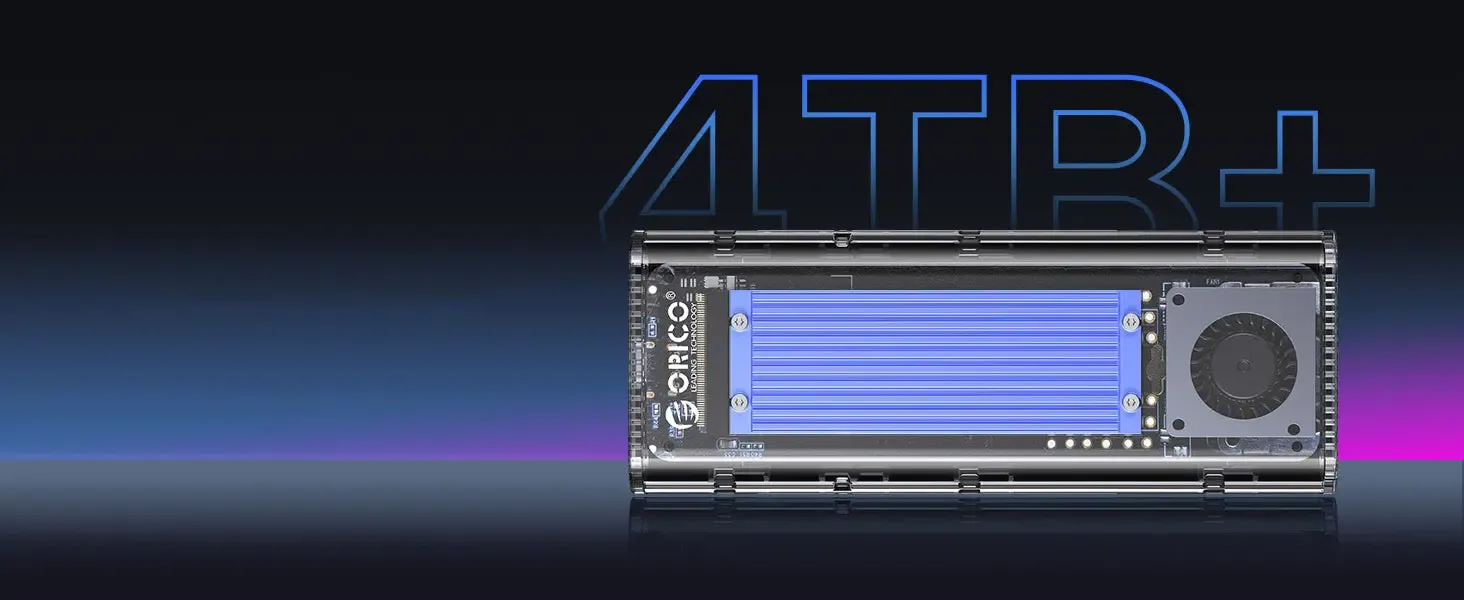 ORICO TCM2-U4 Transparent Type-C NVMe Enclosure — 40Gbps, PD100W