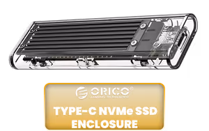 ORICO Transparent Type C NVMe SSD Enclosure Black ORICO Transparent Type C NVMe SSD Enclosure Black - Image 1