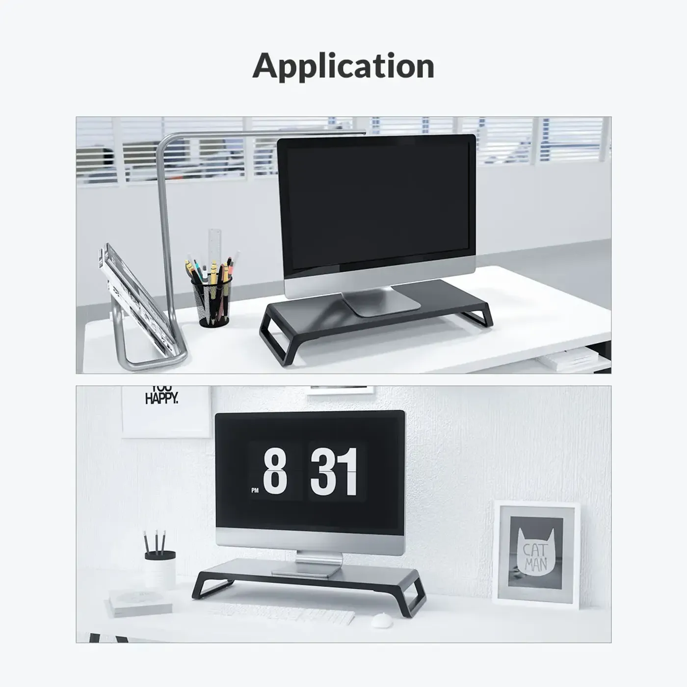 ABS feet under the Orico monitor stand supporting a loaded platform