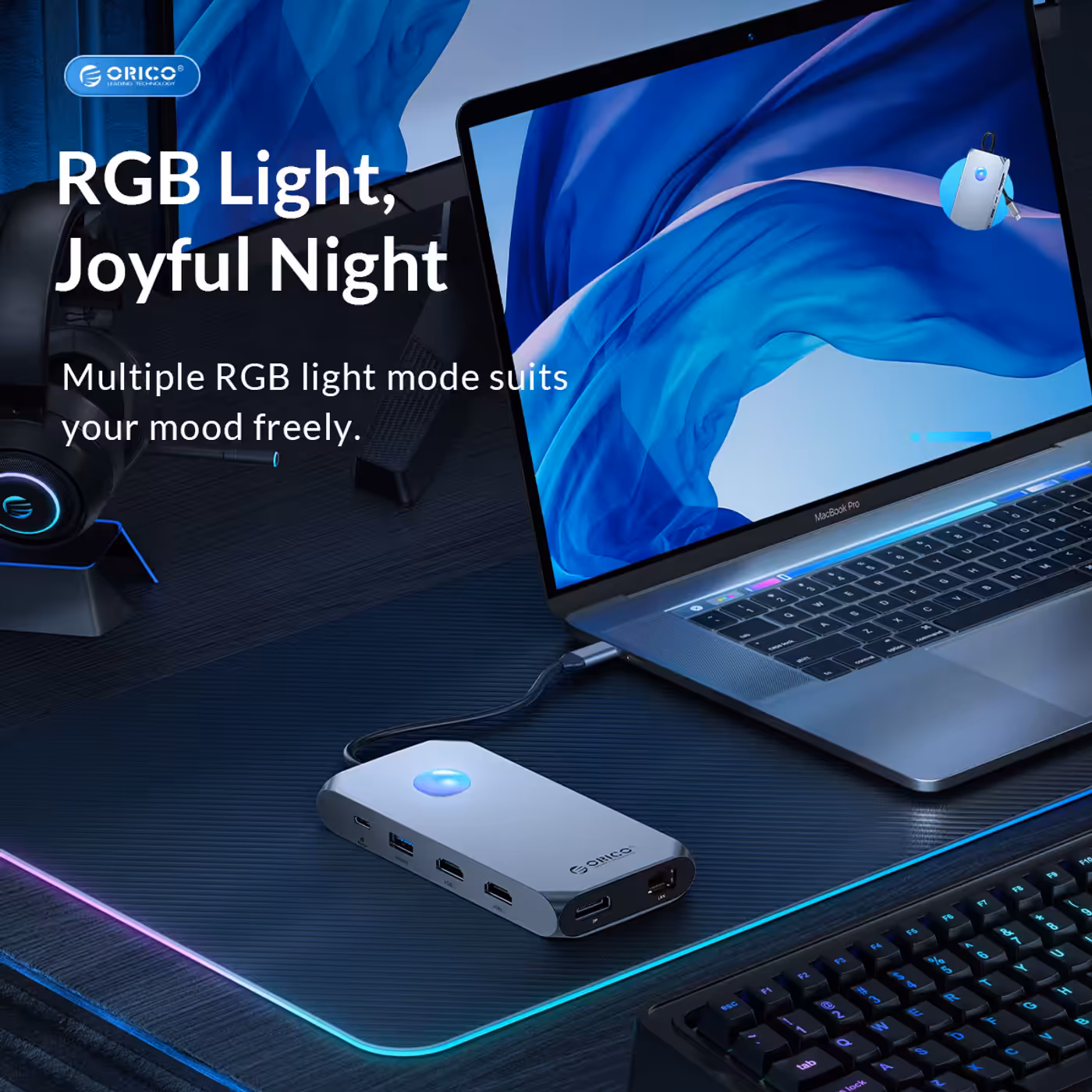 ORICO XCR-X1 with its RGB light on
