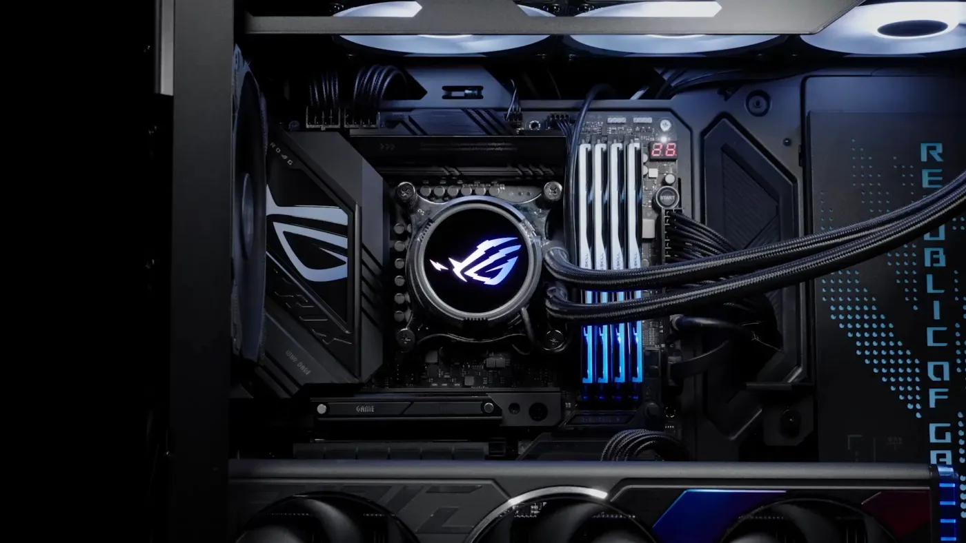 ROG STRIX LC III 360 ARGB overview poster showcasing product features
