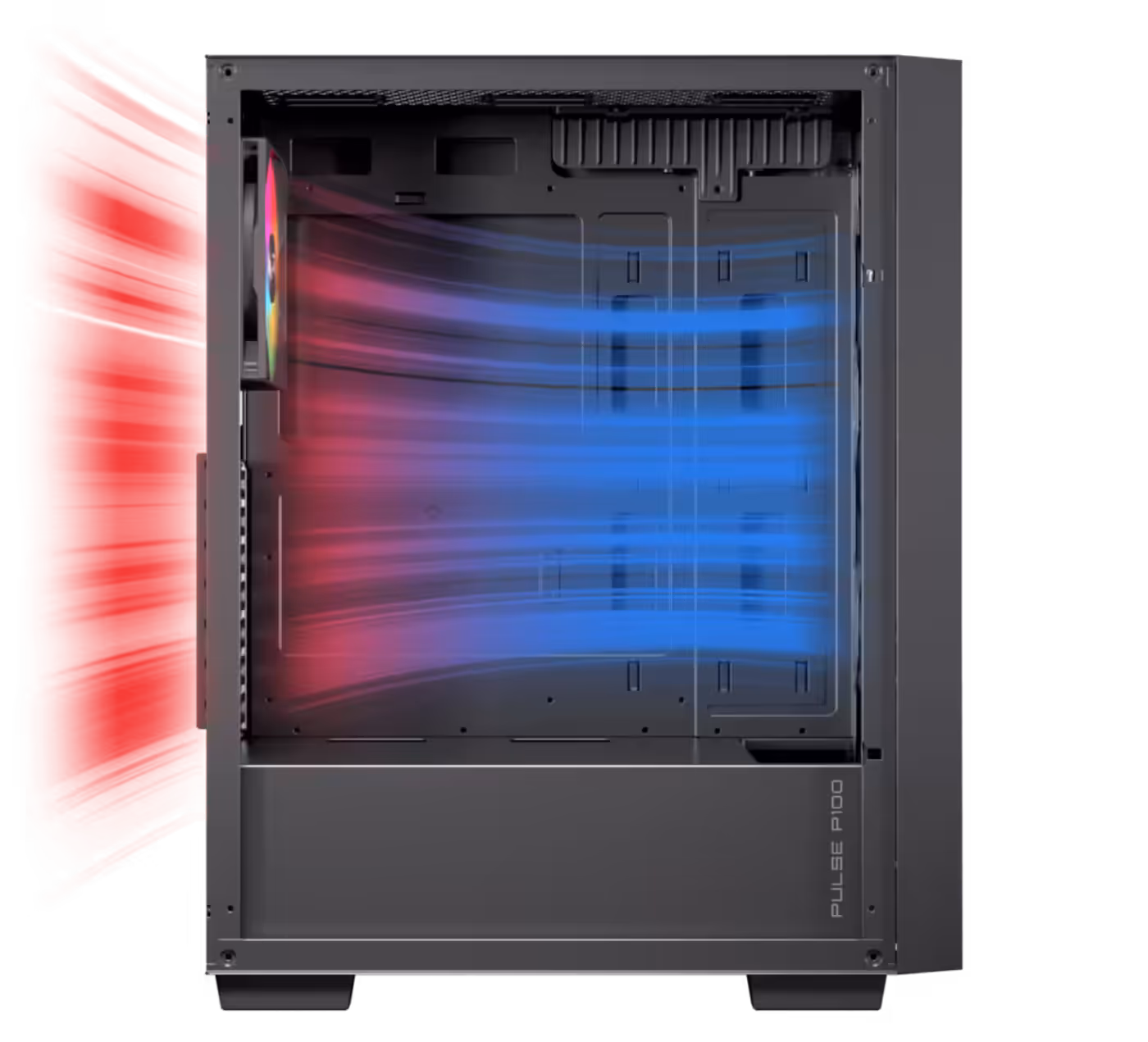 Mesh front panel PC case optimized for triple fan and liquid cooling setups