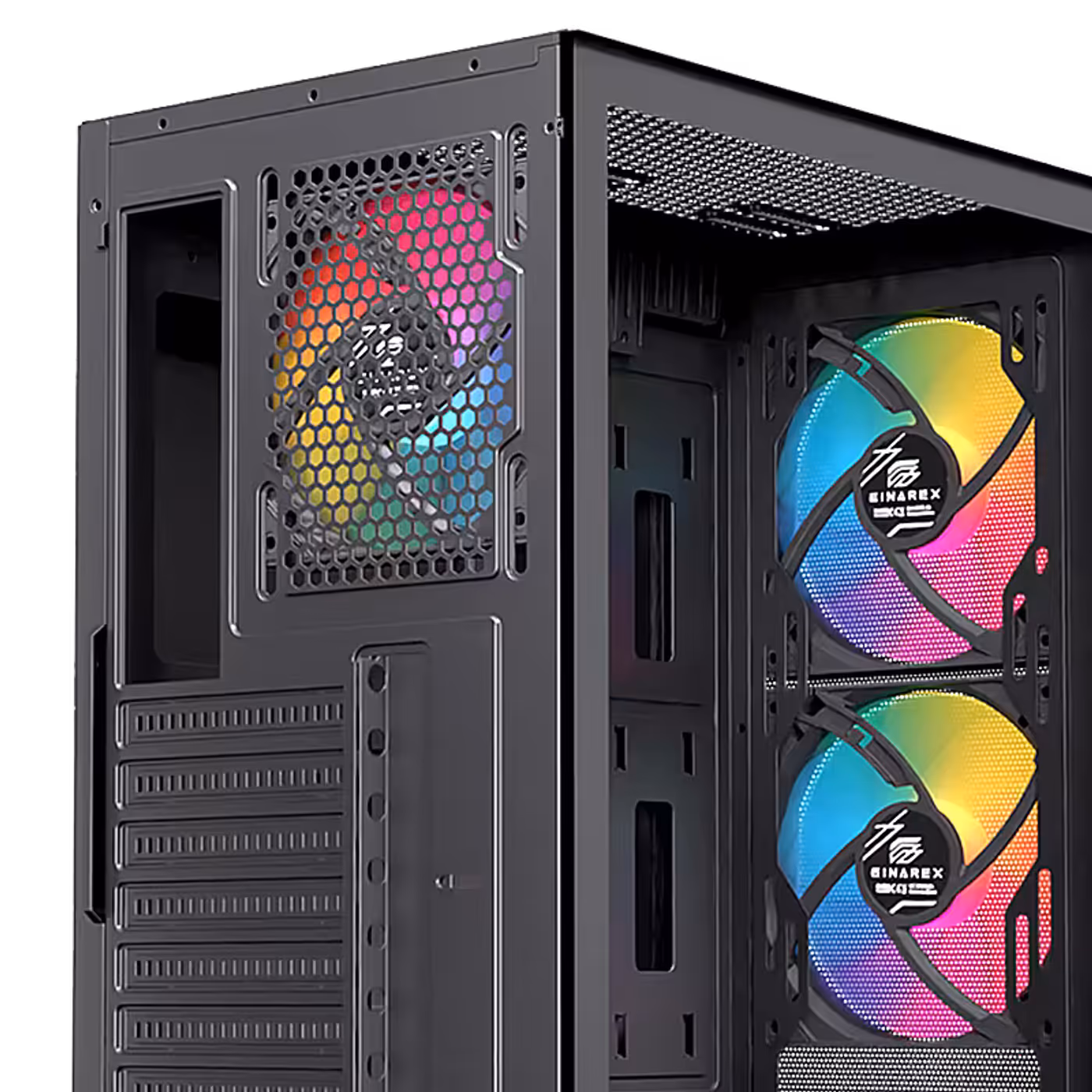 Sliding tempered glass side panel for easy access to PC internals
