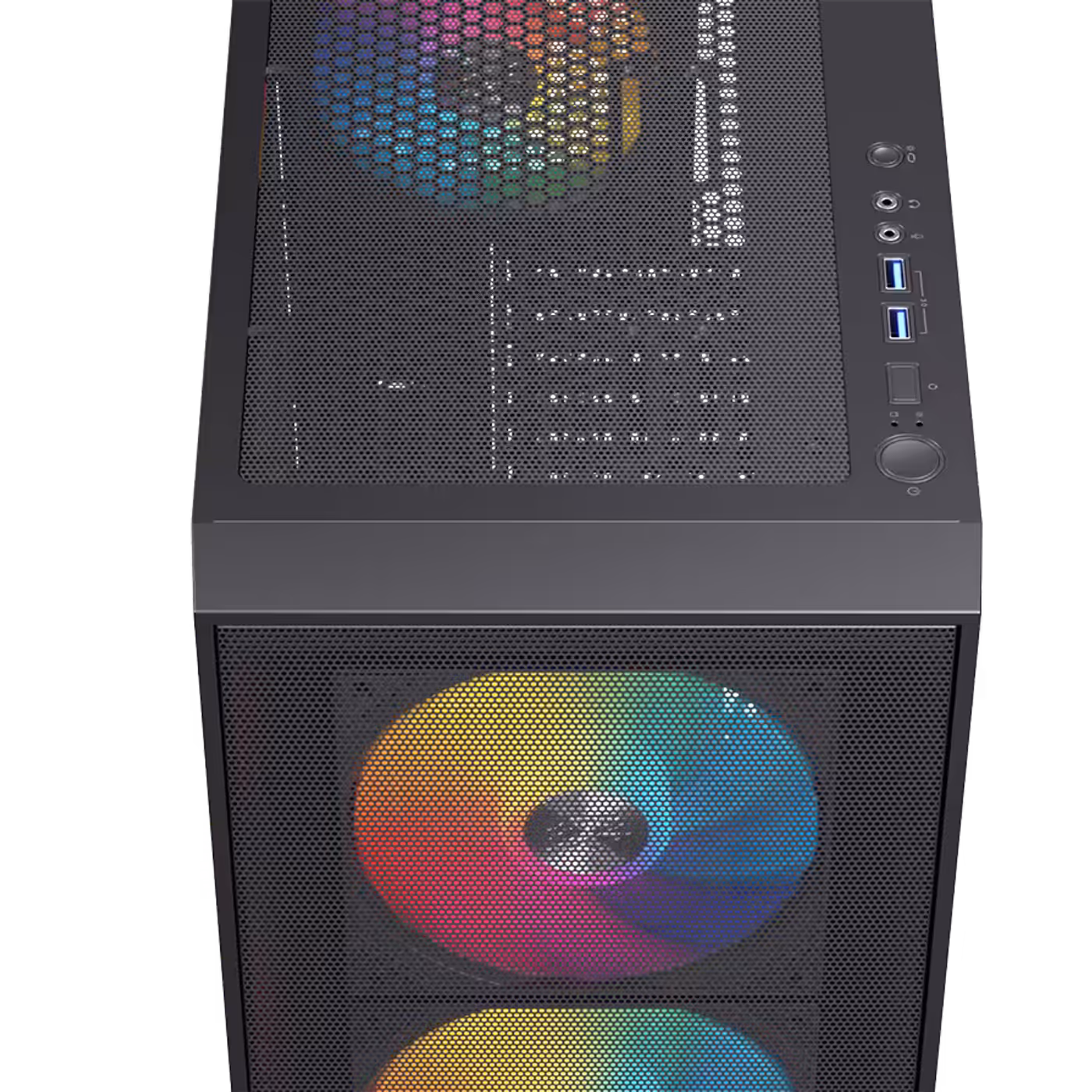 Front I/O panel featuring USB 3.0, USB 2.0, and audio ports