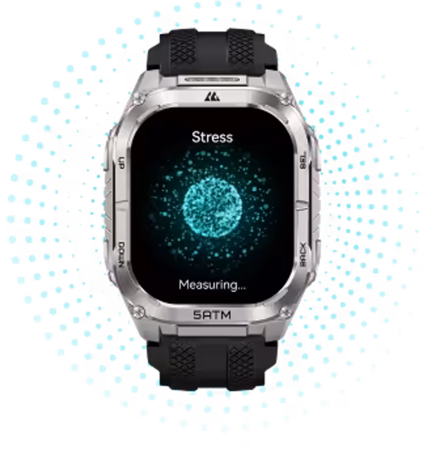 KOSPET TANK M4C interface showing stress monitoring and breathing exercise features