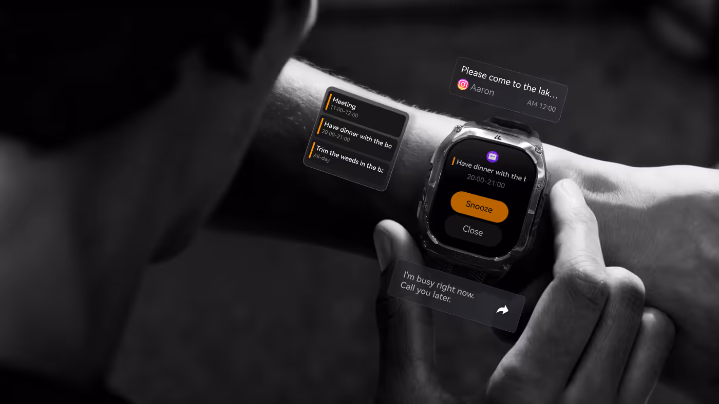 Smart notification display on the KOSPET TANK M4C wrist interface