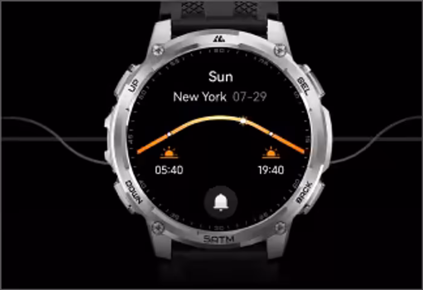 Compass, sun, moon, and tidal tracking display interface