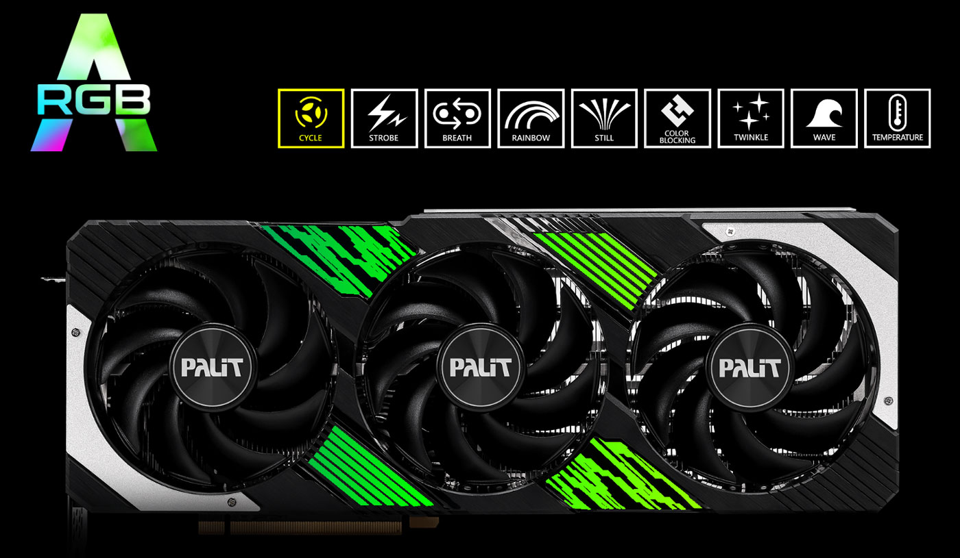 Palit GeForce RTX 4080 SUPER GamingPro ARGB Lighting - Desktop View