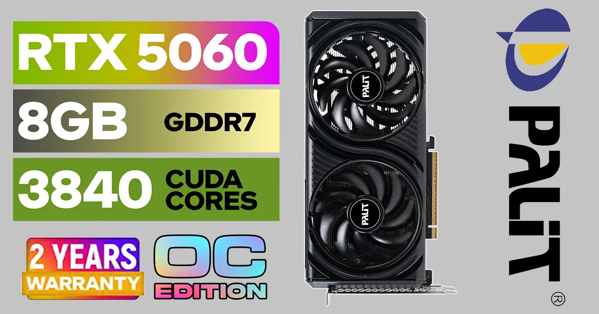 Palit GeForce RTX 5060 Infinity 2 OC 8GB GDDR7 GPU | Evetech