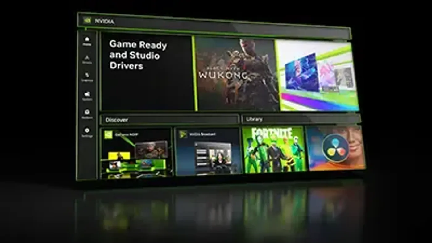 NVIDIA App interface for driver updates and GPU optimization