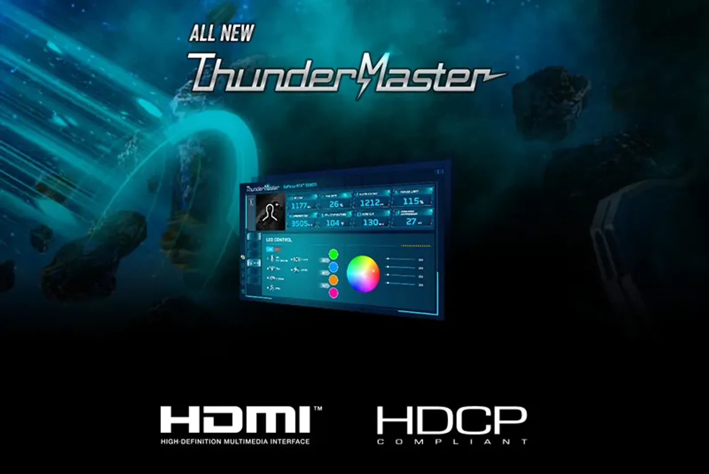 Palit ThunderMaster utility interface for monitoring and GPU customization