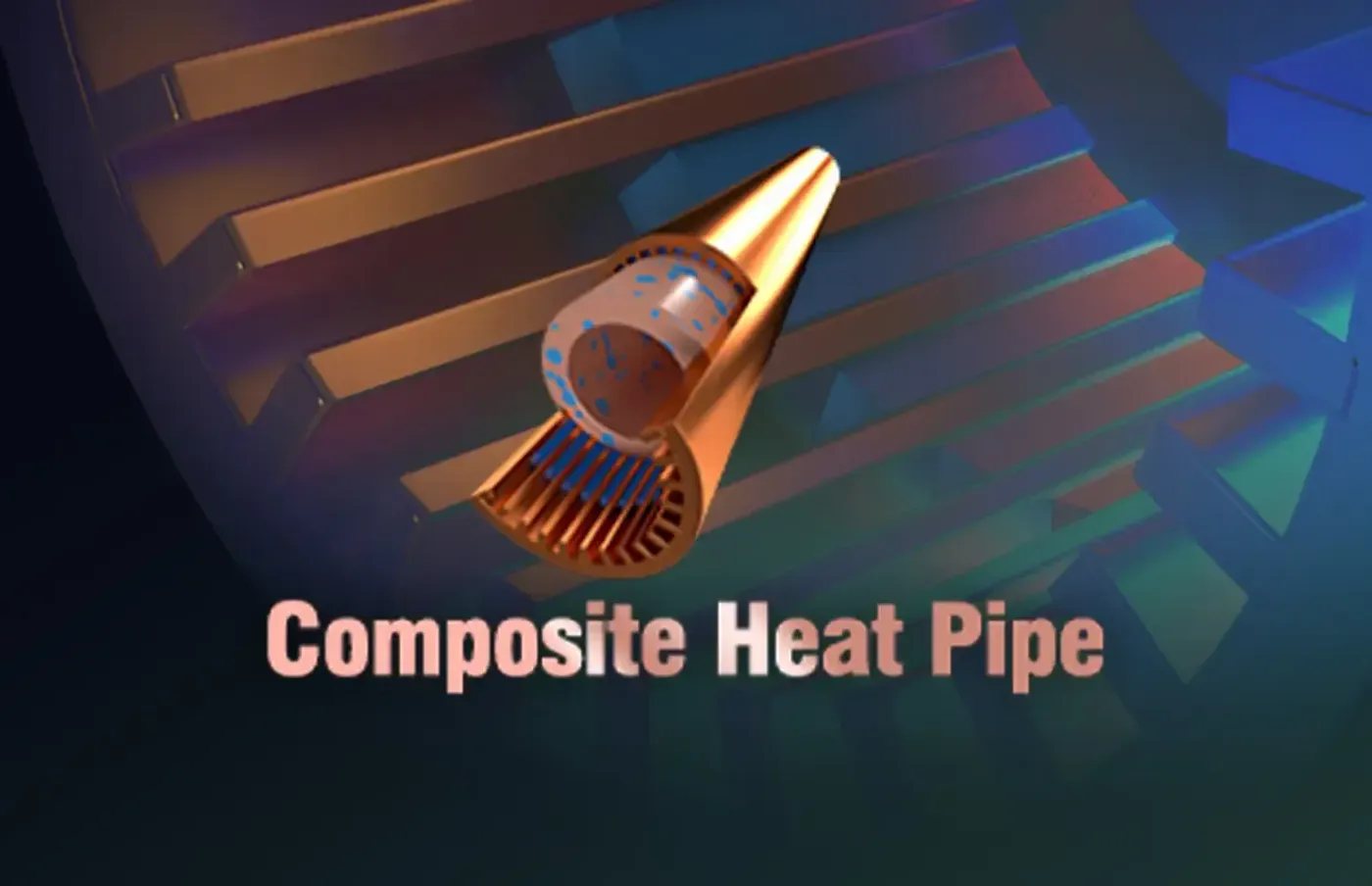Diagram showing the internal structure of composite heat pipes for enhanced thermal efficiency