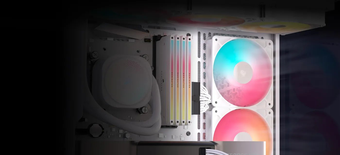 Three RS120-R ARGB fans with reverse rotor design and vibrant lighting