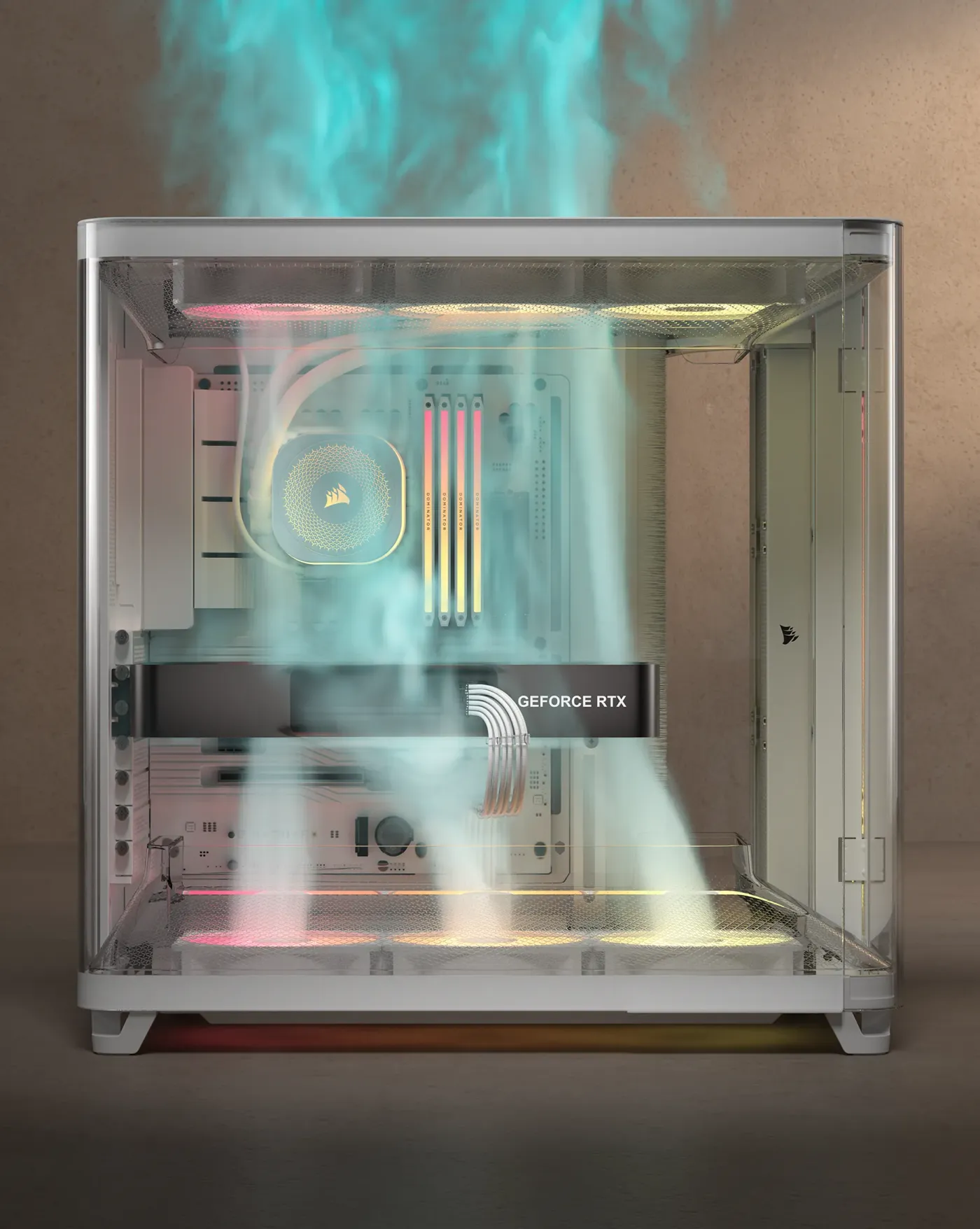 Spacious interior showcasing GPU chamber with dual airflow ducts for optimal graphics card cooling
