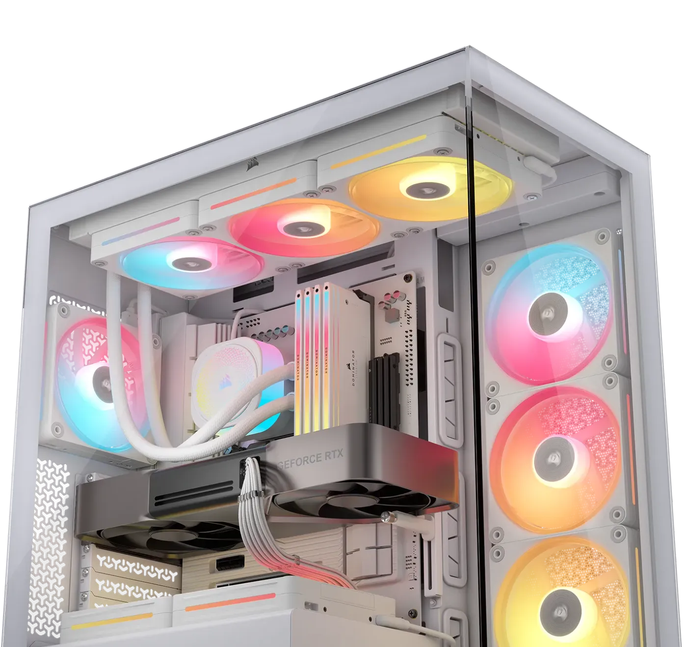 LX120-R RGB reverse-rotor fans installed in 3500X case configuration