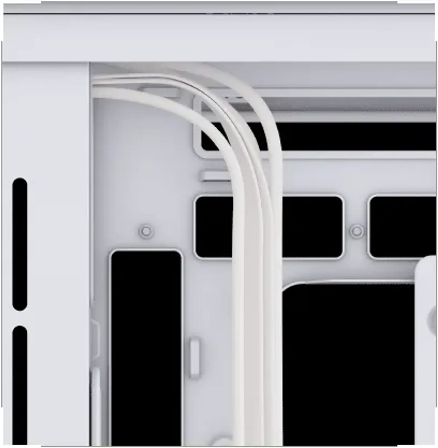 Cable routing system with spacious interior and DoubleShot grommets