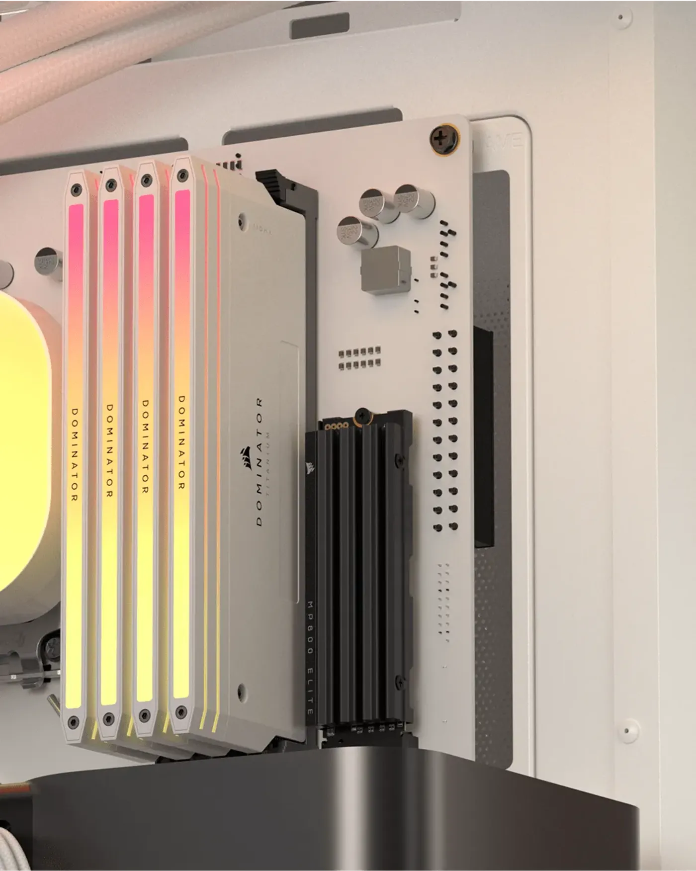 Clean build showcasing reverse-connector motherboard installation with hidden cable routing