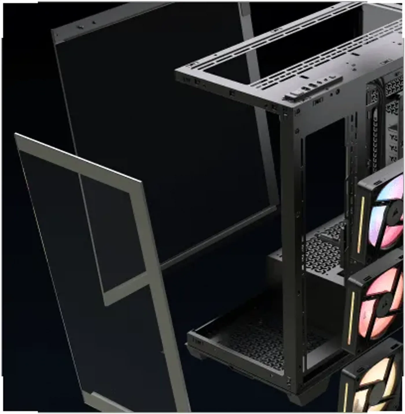 Removable tempered glass panels for easy case access