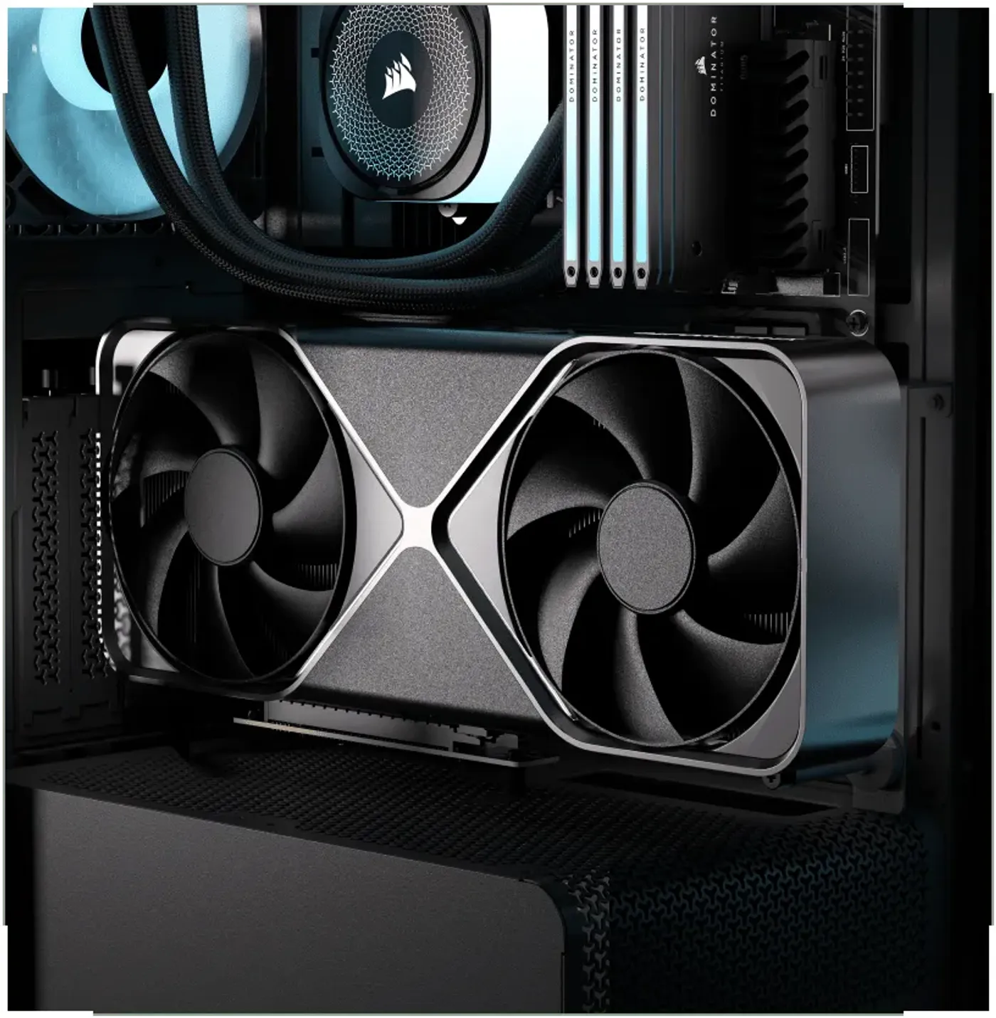 Vertical GPU mounting system without tools or brackets