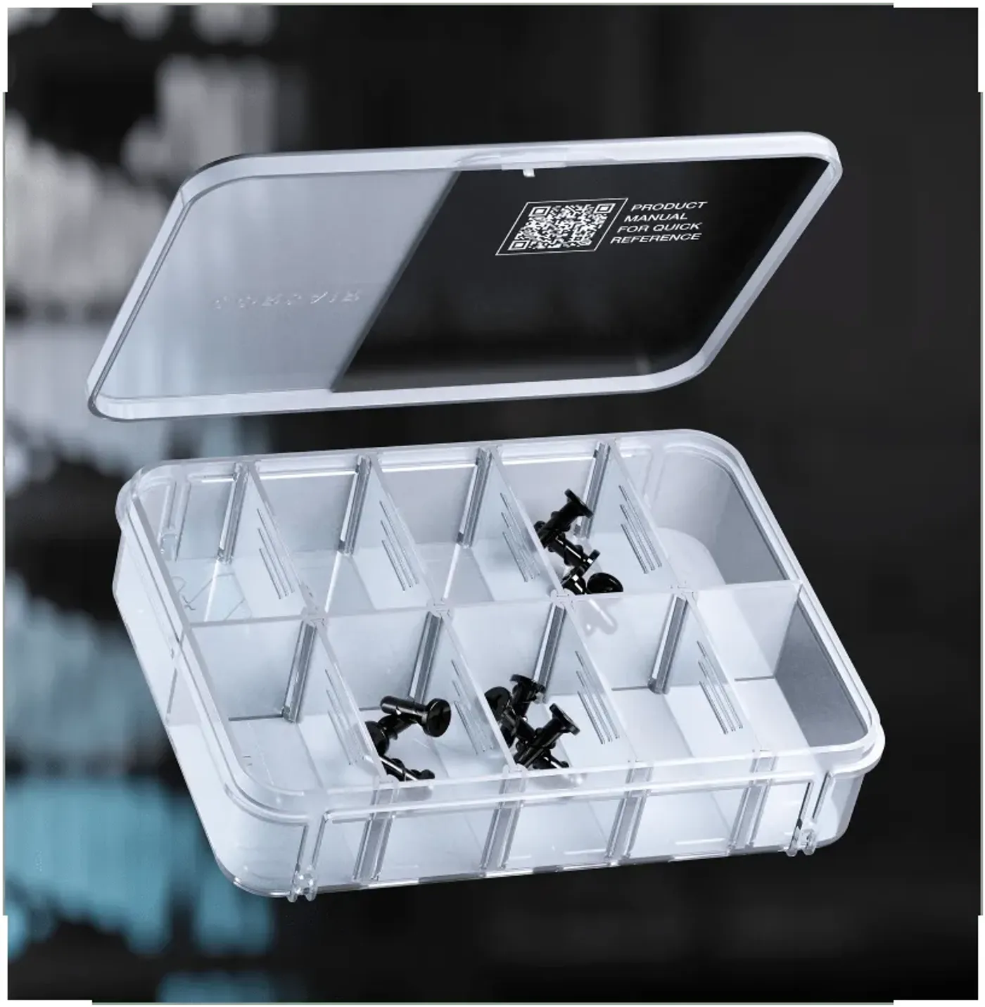 Reusable screw storage box with organized compartments