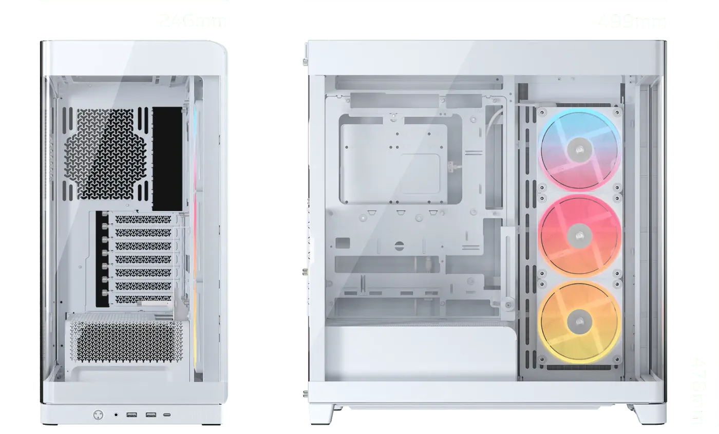 Case dimensions diagram showing cooling configuration layout