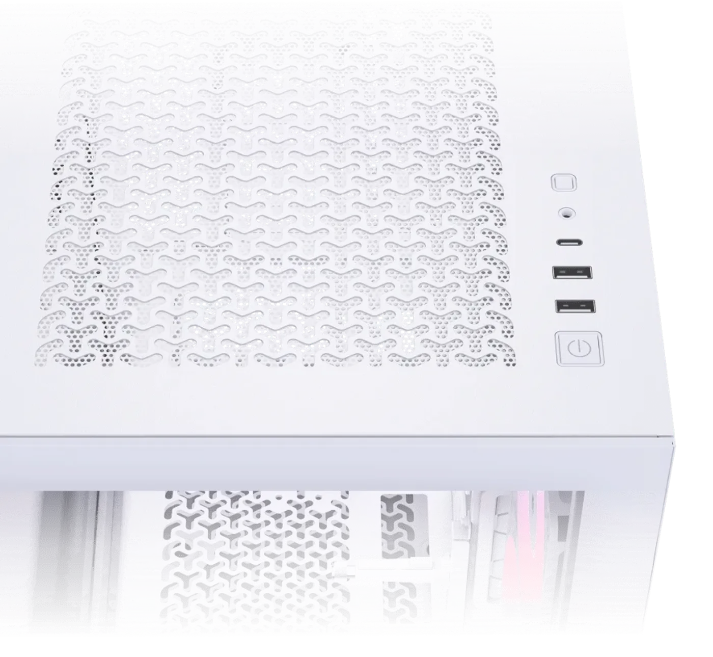 Front panel I/O with USB-C, USB-A ports and audio jack