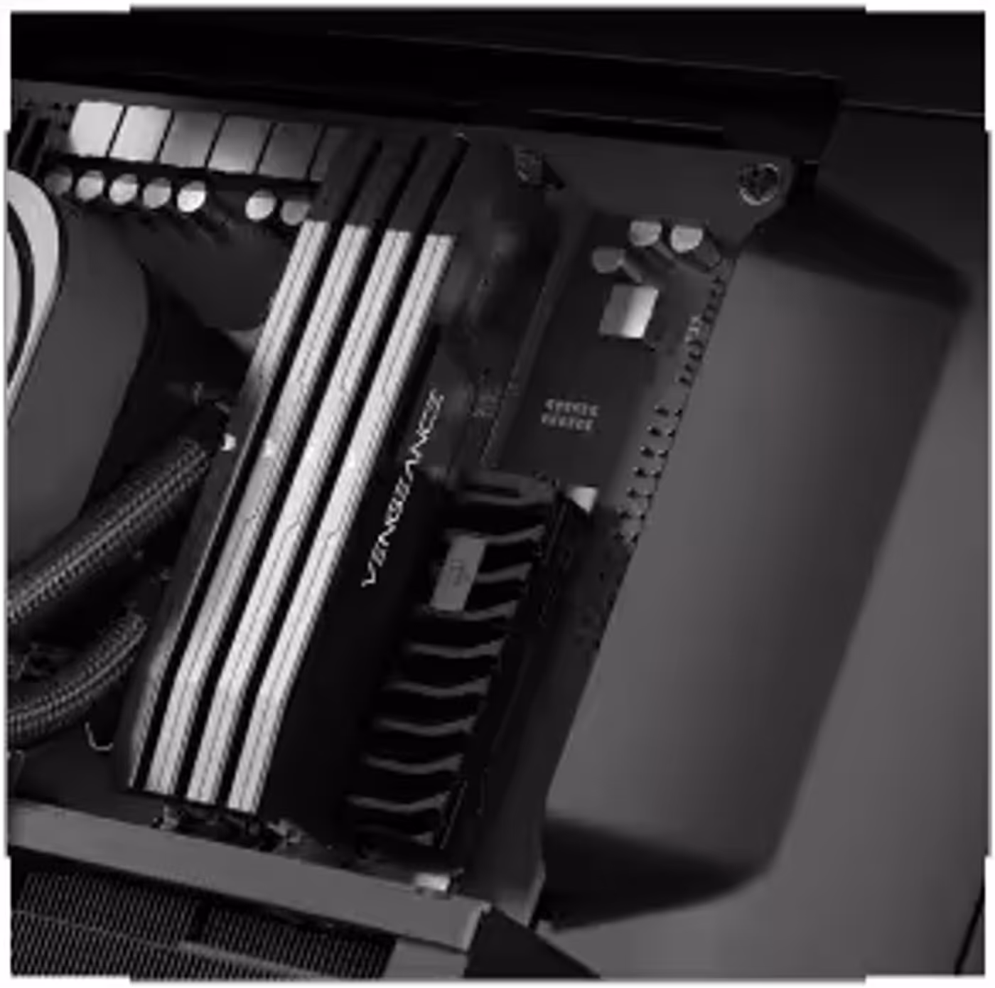 Case interior showing reverse-connector motherboard with no visible cables