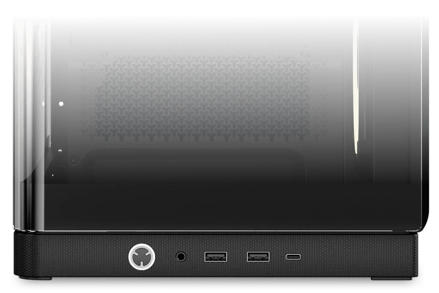 Front panel I/O ports including USB-C and audio connections