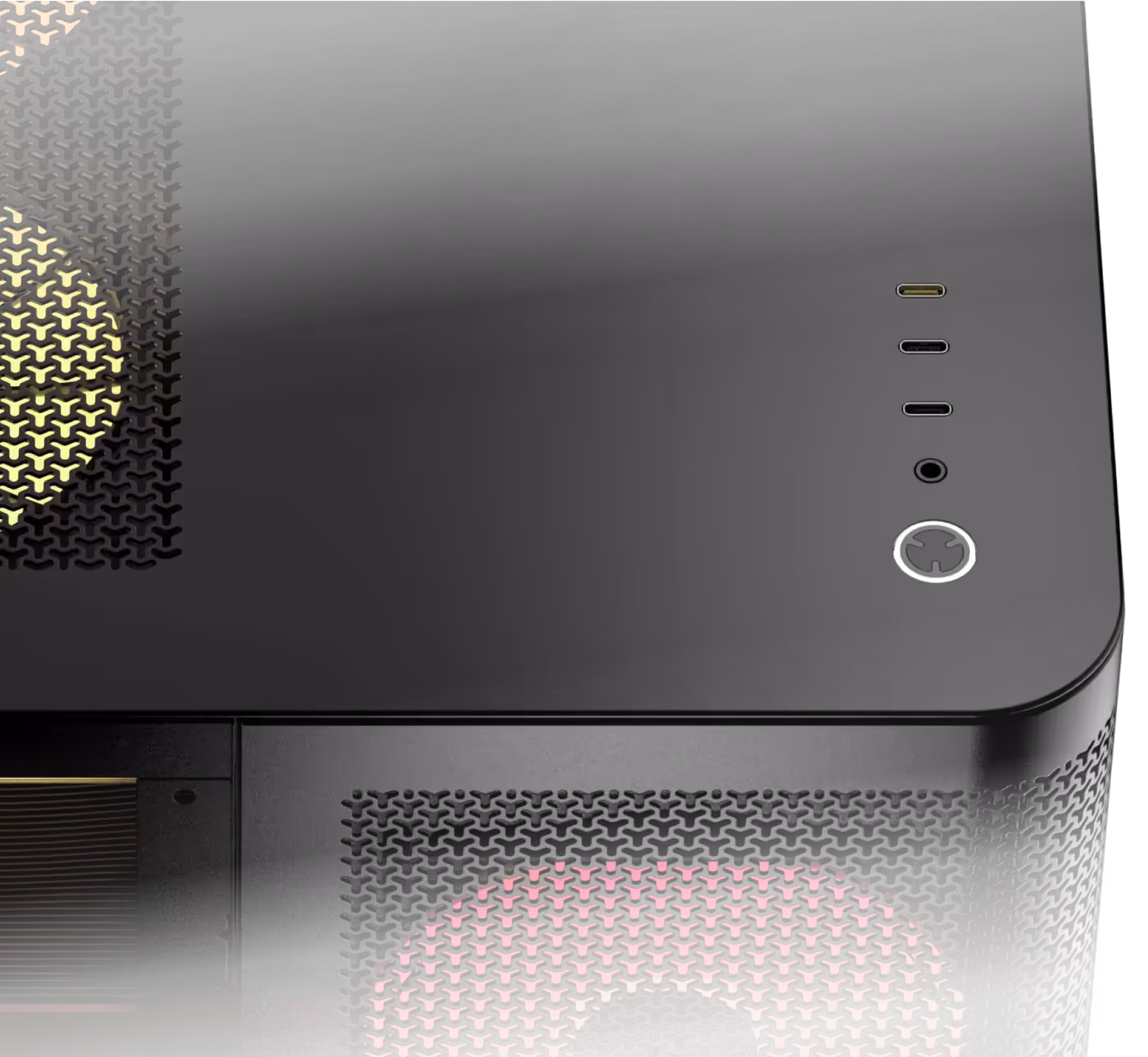 Modern front panel I/O featuring USB 3.2 Gen 2x2 Type-C and multiple connectivity options