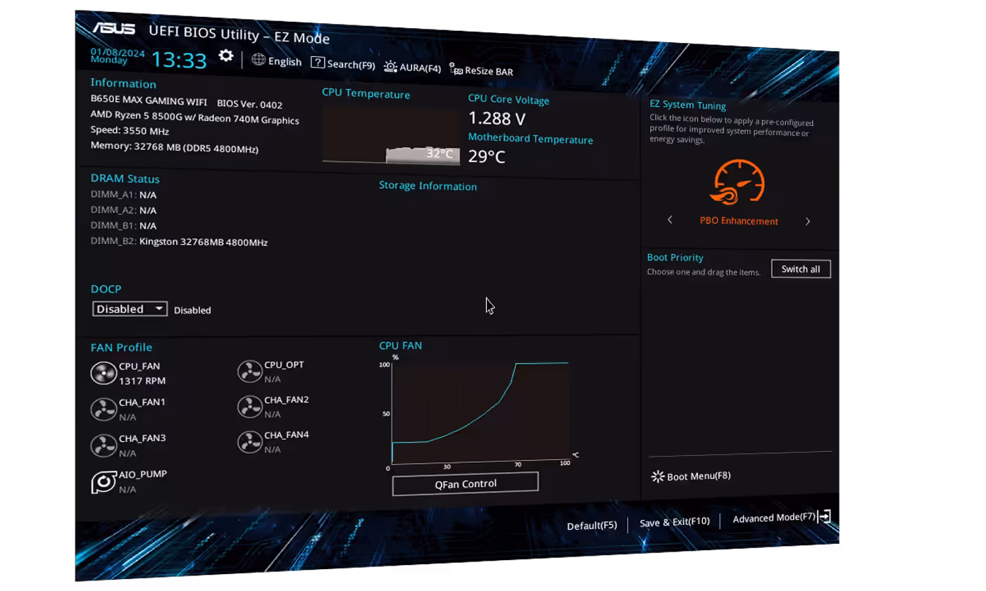 PBO Enhancement settings interface displaying performance tuning options for CPU power delivery