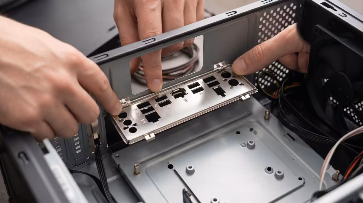 I/O shield being installed in case