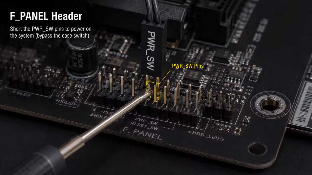 F_PANEL header with PWR_SW wire