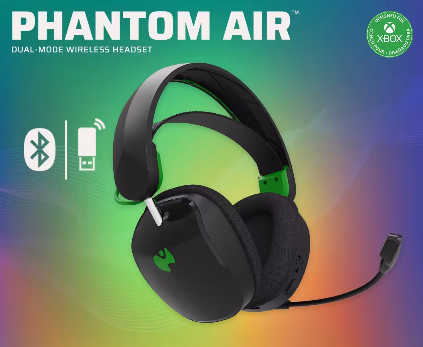 PDP Phantom Air dual-mode wireless Xbox gaming headset in black