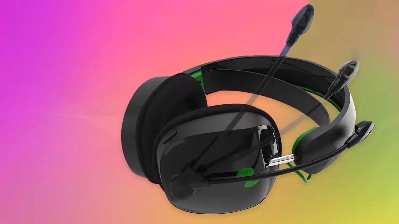PDP Phantom Air headset with its noise-cancelling microphone in position