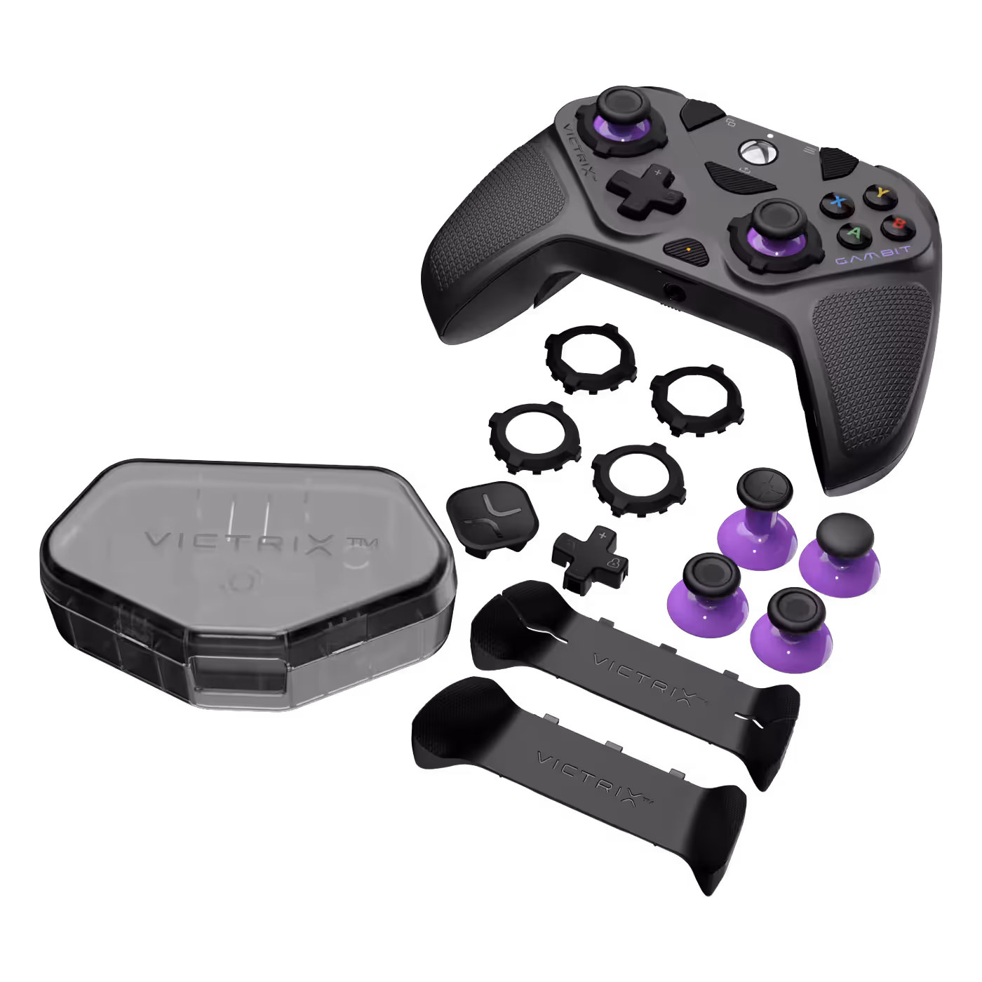 Victrix Gambit Prime with its spare sticks, gates and parts case