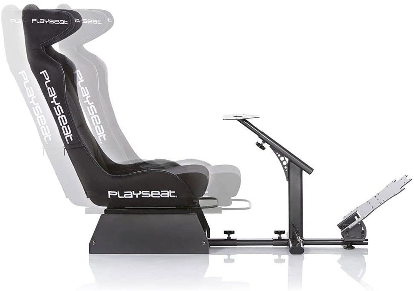 Playseat Evolution racing chair shown as a compatible seat for the slider kit