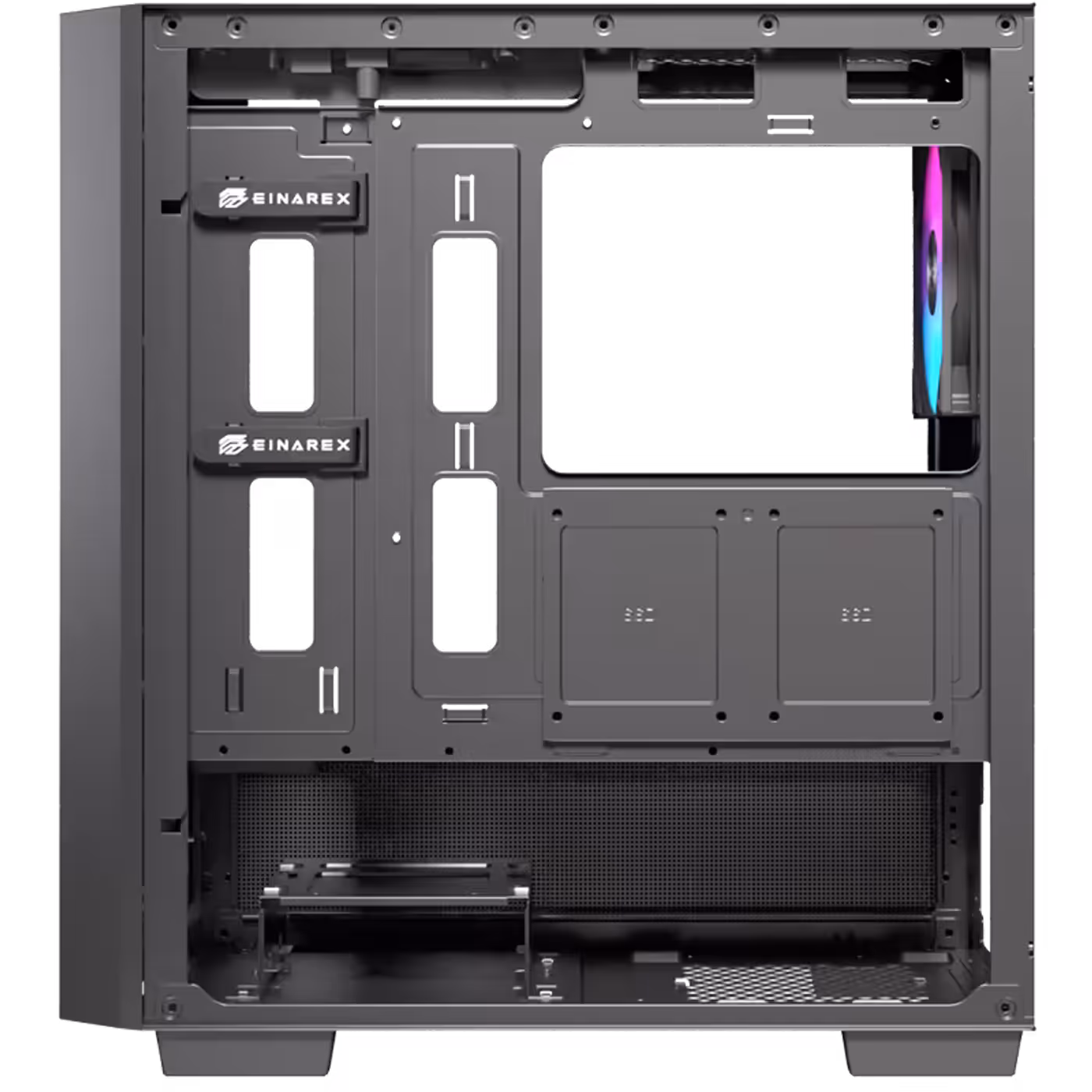Cable management area showing 24mm of routing space for clean builds