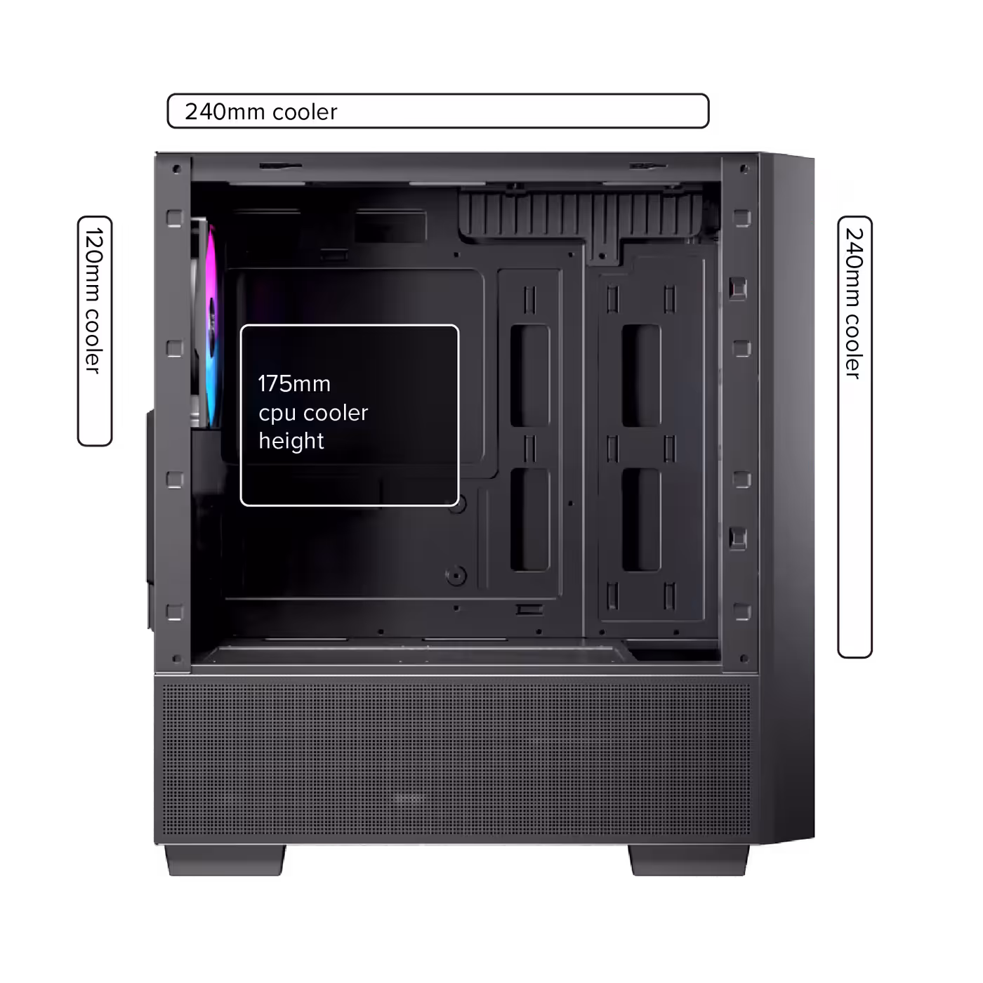 Illustration of internal cooling system compatibility and heat management support