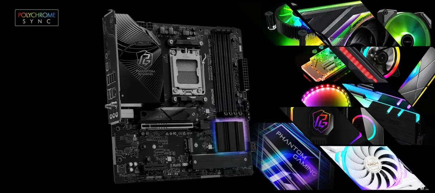 Polychrome RGB lighting on motherboard